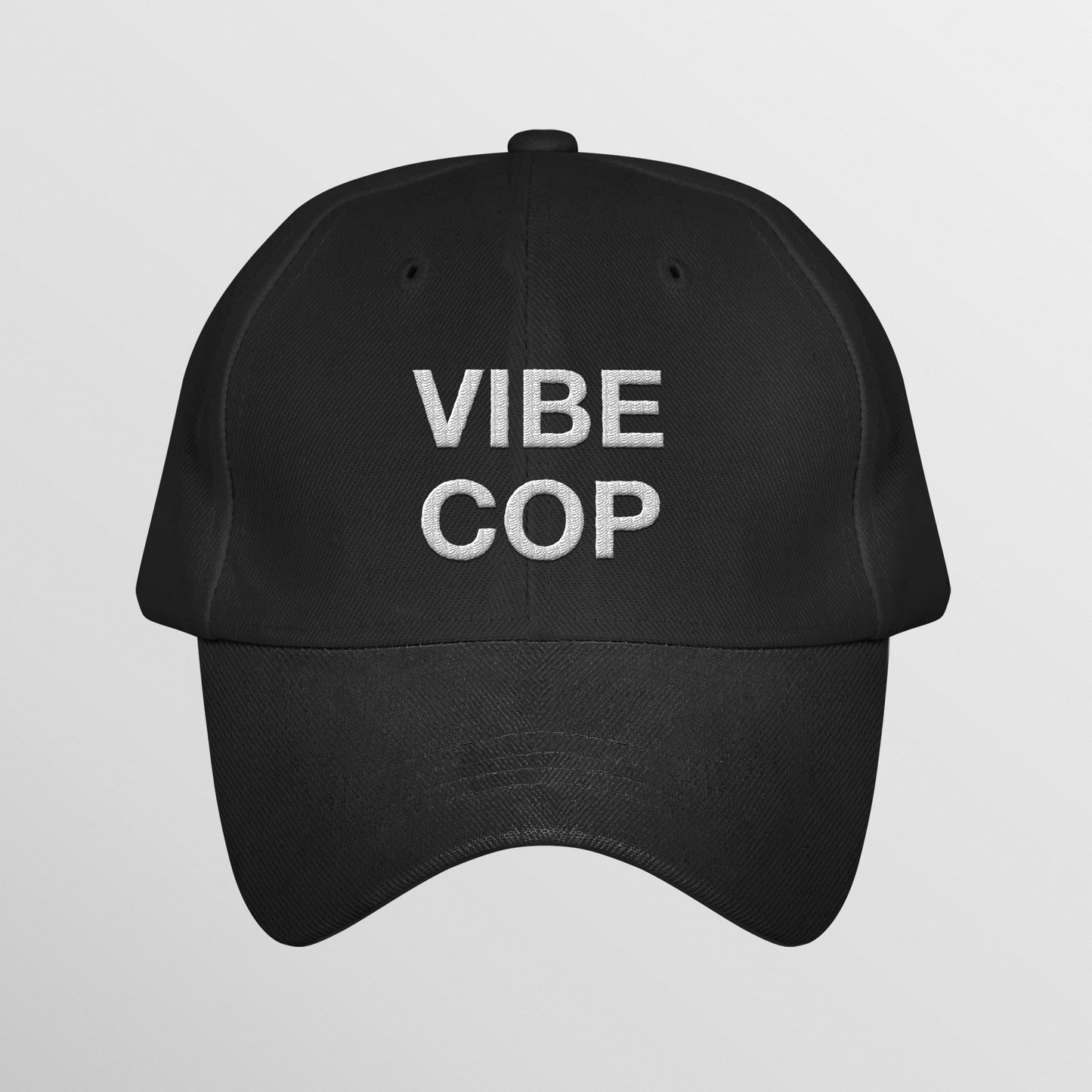 VIBE COP - DAD HAT - WHITE ON BLACK